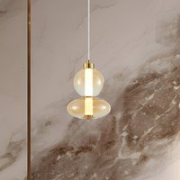 LED-hængelampe Daphne, glas ravfarvet transparent, højde 28 cm