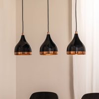 Opviq Yildo pendant light, length 65 cm, black/copper, metal