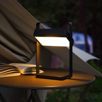 Nordlux Saulio LED solar table lamp, black, IP44, aluminium, USB, rechargeable battery