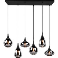 Trio Lighting Lumina pendellampa, 6-ljus, svart/krom, glas