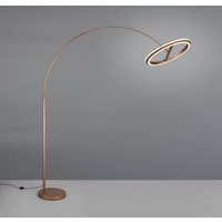 Trio Lighting LED-bågformad golvlampa Amador, kaffebrun, höjd 205 cm Metall