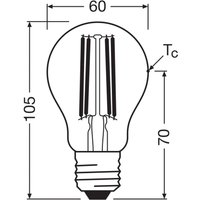 OSRAM LED traditional light bulb E27 3.8W Filament 4,000K 806lm 2-pack