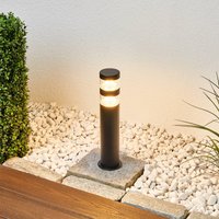 Lindby LED pedestal light Lanea, 40 cm, black, stainless steel, IP44