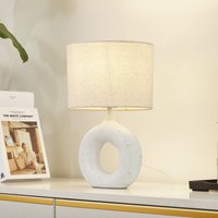 Lindby lampe à poser Kody, beige, textile, céramique, 37 cm