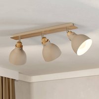 EGLO Plafonnier Arrecife sable/aspect bois, à 3 lampes