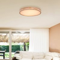 Globo Rainer LED ceiling lamp, Ø 60 cm, wood-effect, metal, CCT