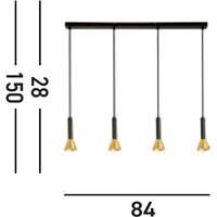 Searchlight Signal pendant light, length 84 cm, black/gold, metal