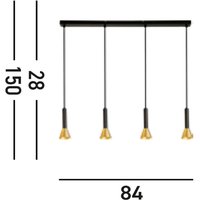 Searchlight Hänglampa Signal, längd 84 cm, svart/guldfärgad, metall