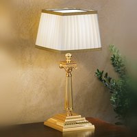 Masiero Sarafine table lamp, white/gold, pongee lampshade, height 41 cm
