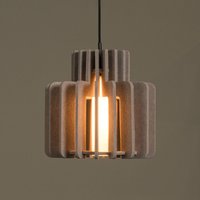 Lucide Rollo hanging light, taupe, Ø 40 cm, fabric/metal/glass