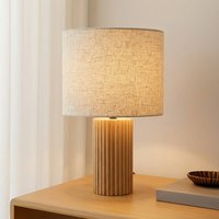Lindby Kimiko table lamp, height 38 cm, wood, textile