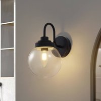 Lucande vägglampa Badolo, svart, glas, 25 cm hög, IP44