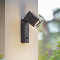 Lindby vägglampa Othil, sensor, antracit, metall, IP44