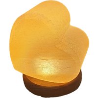 Wagner Life Saltlampa hjärta, träsockel, USB-anslutning, bärnsten