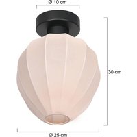 Steinhauer Plafonnier Bloeba, blanc/noir, Ø 25 cm, lin/métal