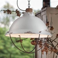 Ferroluce White ceramic pendant light LUCA in Shabby Chic style