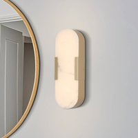 Searchlight LED-badrumsvägglampa Opaline Höjd 35 cm guldfärgad metall/harts