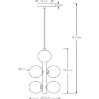 Lucide Suspension Tycho, à 6 lampes, noire/gris fumé