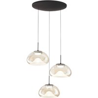 Fabas Luce LED-hänglampa Brena, 3 lampor, cognac, Ø 35 cm CCT, dimbar