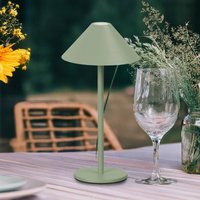 FH Lighting Prato LED rechargeable table lamp, sage green Height 25 cm Metal IP54