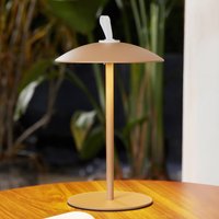 Lindby LED-Akku-Tischleuchte Kanani, braun, dimmbar