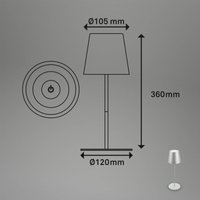 Briloner LED table lamp with rechargeable battery 7508014 matt chrome 2,700 K IP44