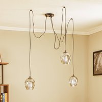 EMIBIG LIGHTING Suspension Starla, verre graphite, à 3 lampes décentralisées