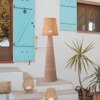 Newgarden Lampadaire LED rechargeable Lola, couleur bois, rotin, IP54