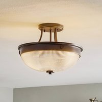 QUOIZEL Glas-taklampa Mantle med bronsfinish