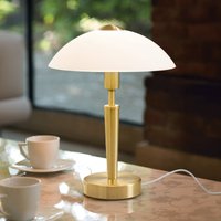 EGLO Bordslampa SOLO 1, mässingsfärgad, höjd 35 cm Metall/glas dimbar