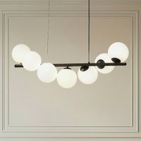 Lucande pendellampa Isandro, svart / opal, 7-ljus