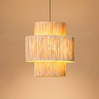 MODELSA Hänglampa Sahra, brun, rep, Ø 39 cm, dubbel skärm