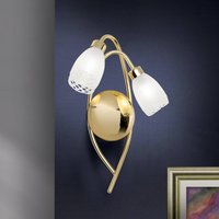 ORION Vägglampa CARLA, mässingsfärgad Höjd 35 cm Metall/glas 2 lampor.