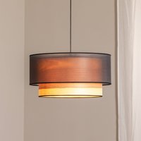 Euluna hänglampa Cedrik, organza svart, askfanér