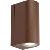 Markslöjd LED-utomhusvägglampa Alor, brun, 2 lampor, IP65, dimbar