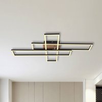 Globo LED-taklampa Dakari, längd 80 cm, svart/trä, 3 lampor.