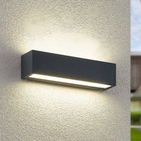 Arcchio LED-vägglampa Lengo, 25 cm, antracit, upp/ner, CCT