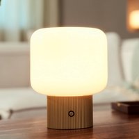 Lucande LED rechargeable table lamp Katrin Palme, beige, glass