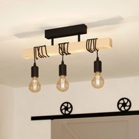 EGLO Townshend ceiling lamp made of wood, 3-bulb black