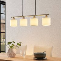 Lindby pendant light Stannis, 75 cm, white, 4-bulb, textile
