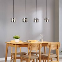 Lucande Diano hänglampa, rökgrå, version med 4 lampor