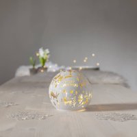 STAR TRADING LED globe light Merry X-Mas Ø 12cm white glass battery operated