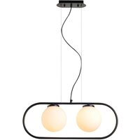 Aluminor Tacatac hanging, 2 glass globe lampshades