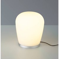 Bopp LED-bordslampa Cara, aluminiumfärgad, Ø 18 cm, glas
