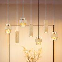 Globo Daren pendant light, 7-bulb, beige/amber/black, E27 + GU10