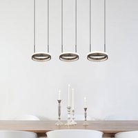 Globo Della LED-hänglampa, längd 82 cm, mörkgrå, metall, 3 lampor
