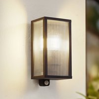 Lindby outdoor wall lamp Peldar anthracite/ribbed 26 cm sensor