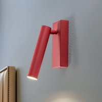 Argon LED wall light Rulo, red, steel, 3000 K