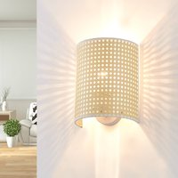 Applique murale Lindby Lautaro, bambou, hauteur 25 cm, E27