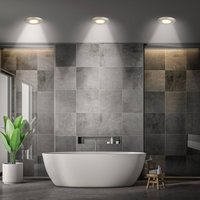 Briloner Luminaire encastrable LED Klira, nickel mat, Ø 9 cm, IP44, 3 pièces